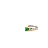 18k Yellow Gold  and Platinum .85ct Colombian Emerald and 1.00ct F VS2 Princess Cut Diamond Ring